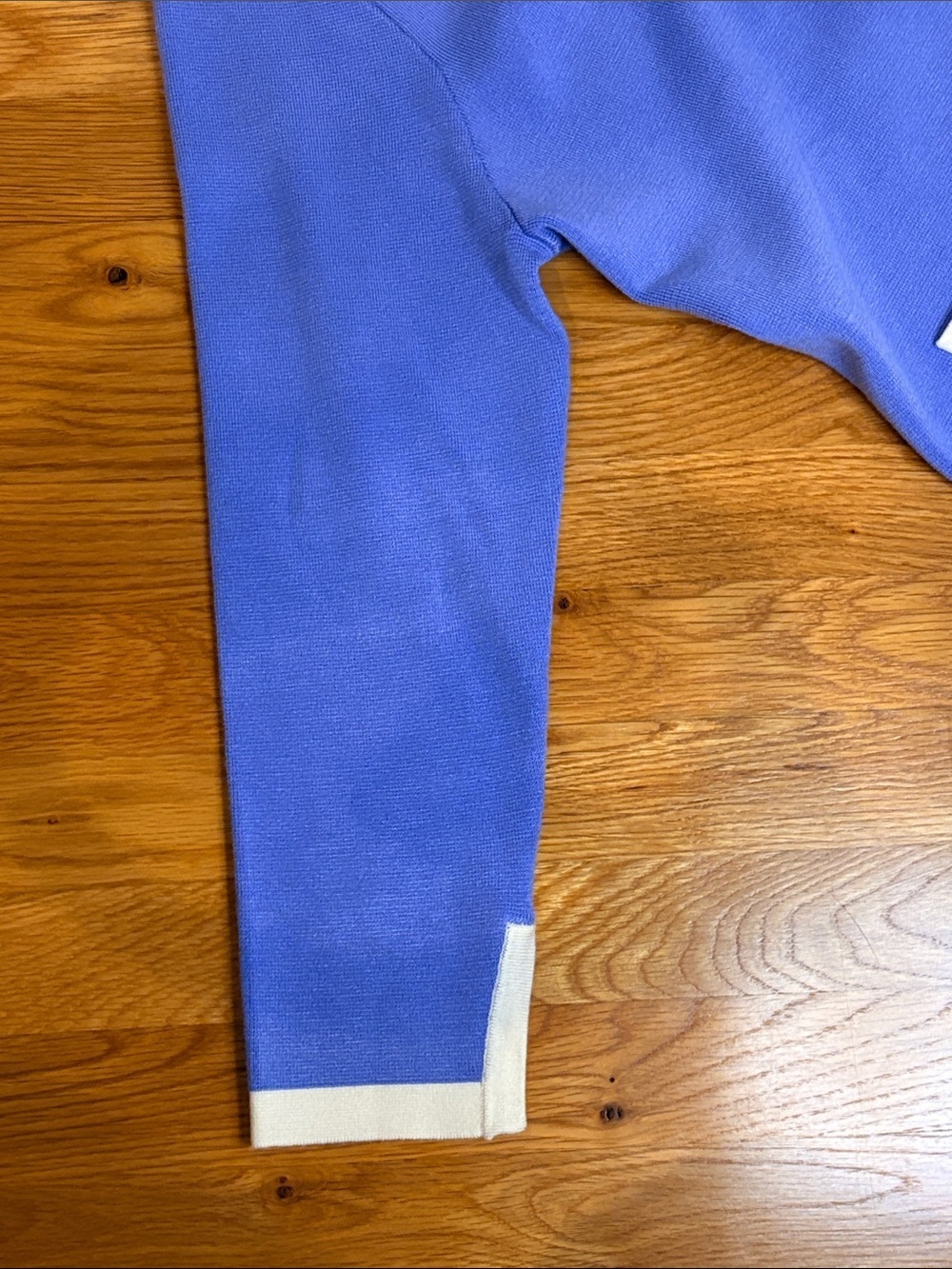 Appleseeds Periwinkle Blue Knit Cardigan with White Trim PL - Picture 5 of 6